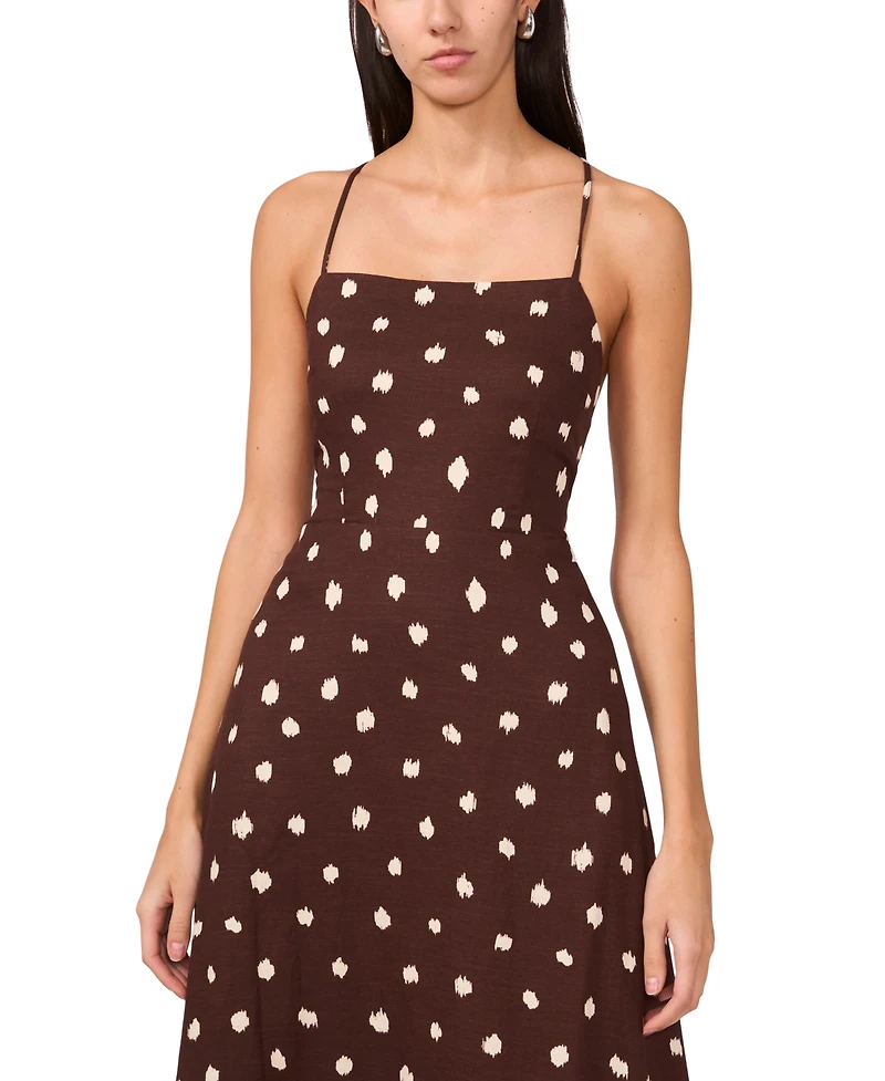 1.state Women's Linen Blend Printed Maxi Dress