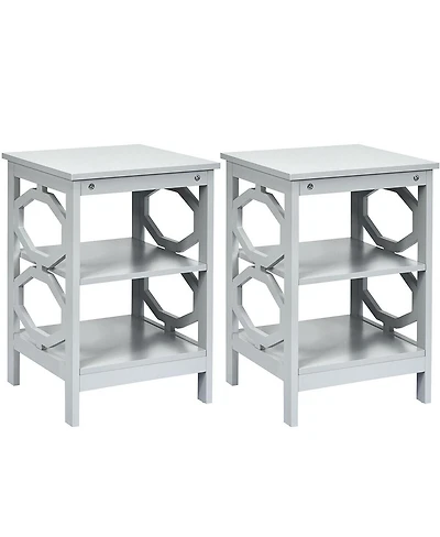 Gouun 2 Pieces 3-tier Nightstand Sofa Side End Accent Table Storage Display Shelf