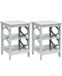 Gouun 2 Pieces 3-tier Nightstand Sofa Side End Accent Table Storage Display Shelf