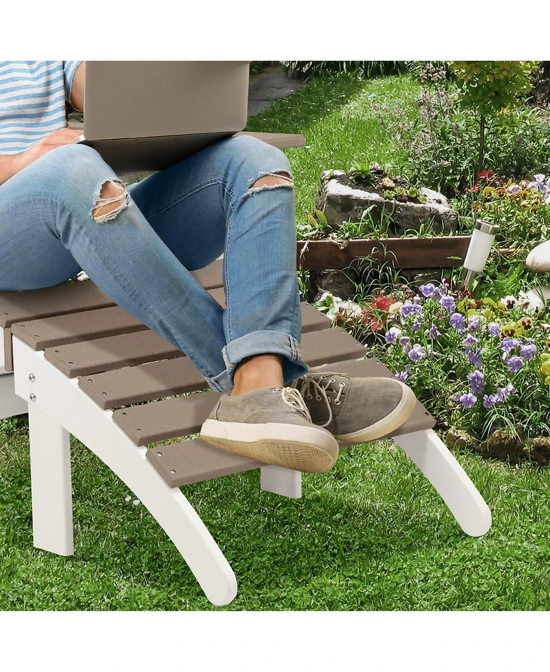 Aoodor Outdoor Adirondack Ottoman - Weather-Resistant Hdpe Patio Footrest for Ultimate Relaxation