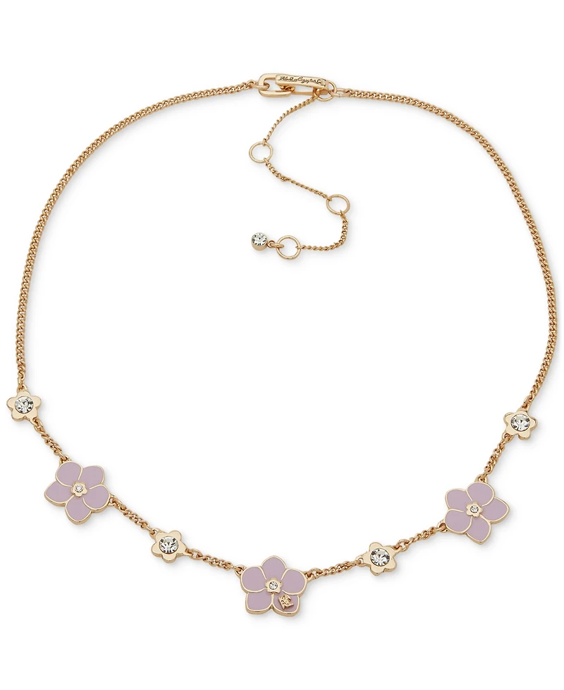 Karl Lagerfeld Paris Gold-Tone Crystal & Color Flower Statement Necklace, 16" + 3" extender