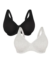 Fruit of The Loom Women's Fit for Me Collection: 2-Pack Unlined Underwire Bra-Cotton Comfort & Pinch-Free Straps