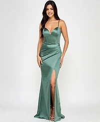 Emerald Sundae Juniors' Corset-Front Cutout-Back Gown, Created for Macy's