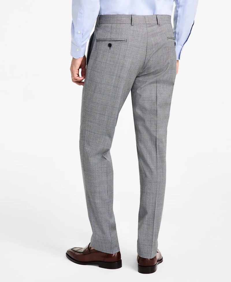 B by Brooks Brothers Men's Windowpane Wool-Blend Stretch Classic-Fit Suit Pants
