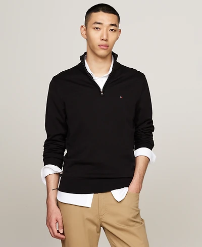 Tommy Hilfiger Men's Essential Quarter-Zip Pullover Knit Sweater
