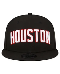 New Era Men's Black Houston Rockets Jersey Hook Statement Edition 9FIFTY Snapback Hat