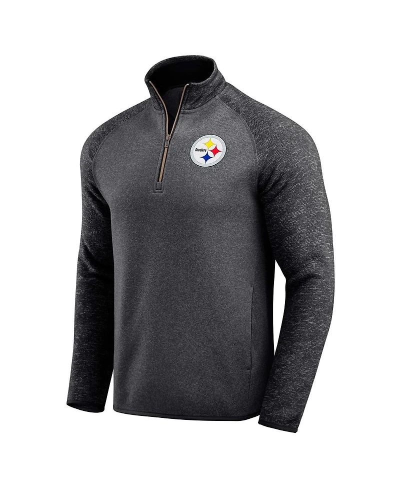 Fanatics Men's Black Pittsburgh Steelers Tonal Quarter-Zip Jacket