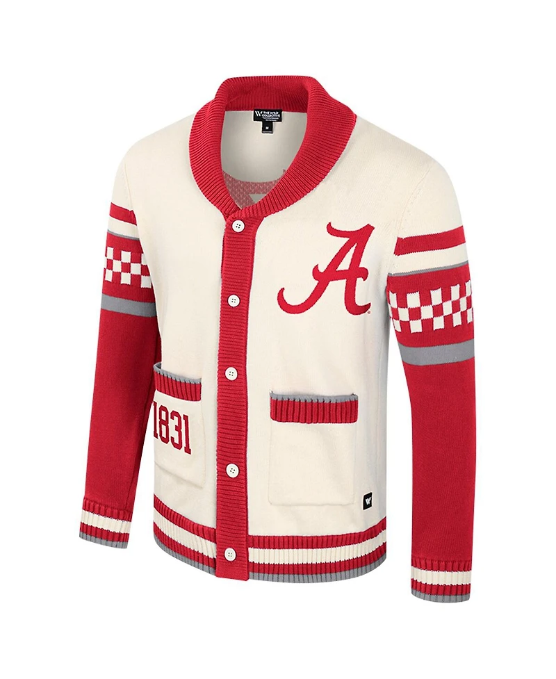 Colosseum Women's Cream Alabama Crimson Tide Wild Collective Button-Up Jacquard Sweater