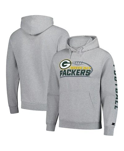 Starter Men's Heather Gray Green Bay Packers Vintage Pullover Hoodie