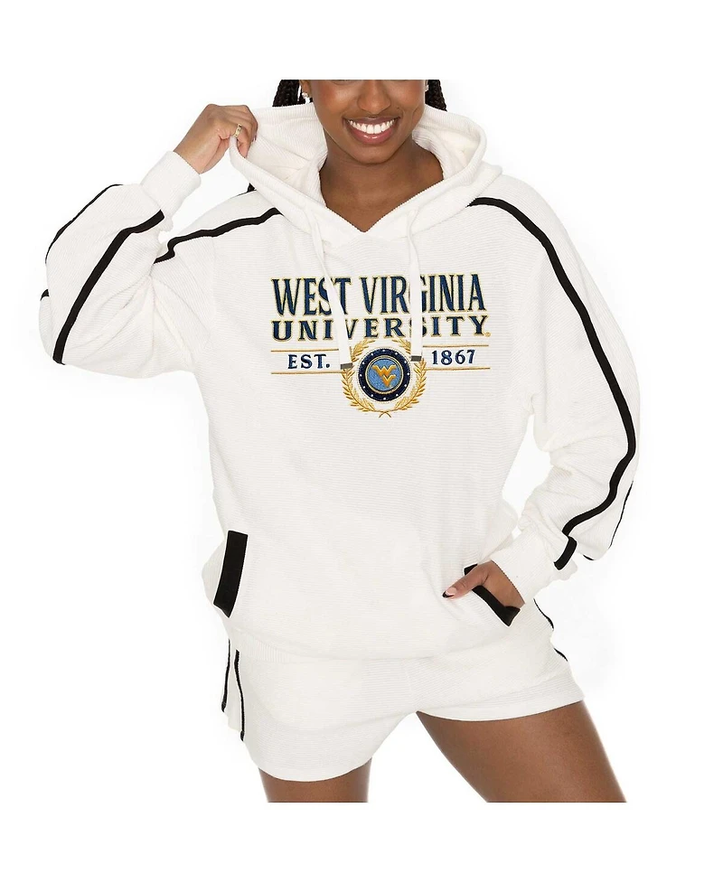 Gameday Couture Women's Cream West Virginia Mountaineers Down, Set, Go Pullover Hoodie and Shorts Set