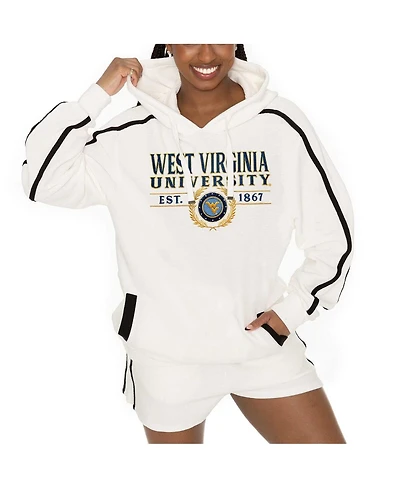Gameday Couture Women's Cream West Virginia Mountaineers Down, Set, Go Pullover Hoodie and Shorts Set