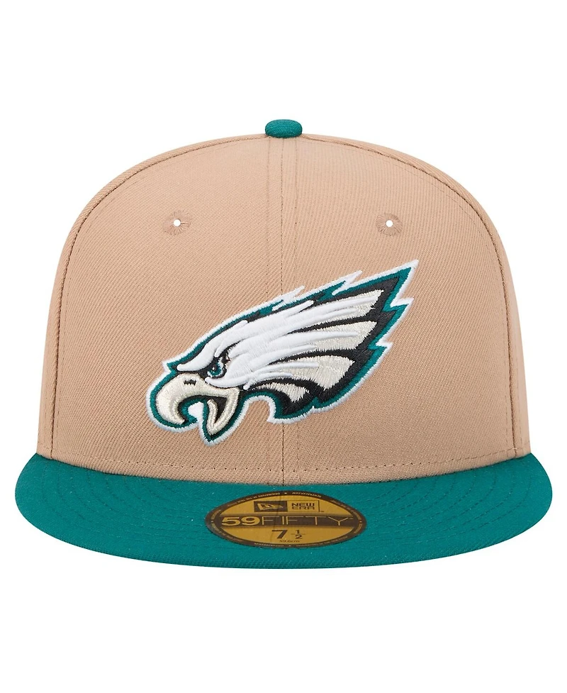 New Era Men's Tan Philadelphia Eagles Logo Main 59FIFTY Fitted Hat