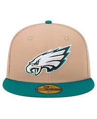 New Era Men's Tan Philadelphia Eagles Logo Main 59FIFTY Fitted Hat