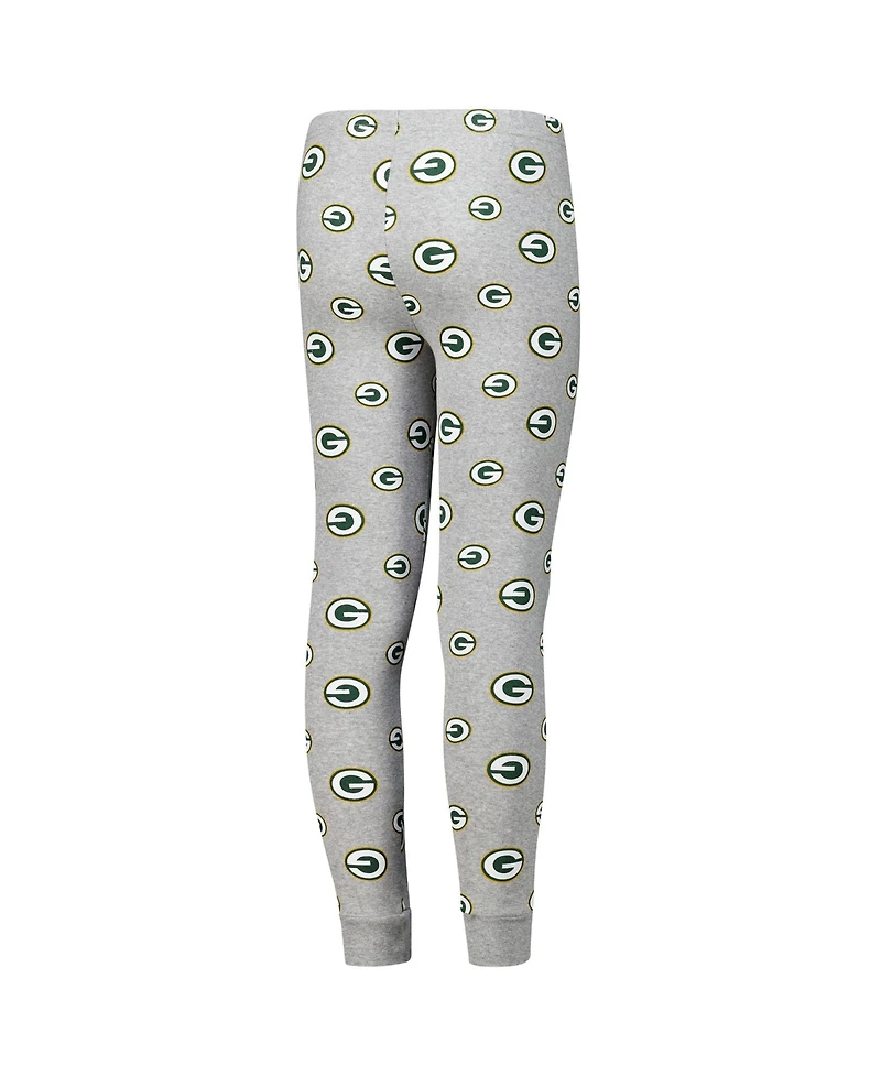 Outerstuff Big Boys and Girls Green Bay Packers Long Sleeve T-Shirt and Pants Sleep Set