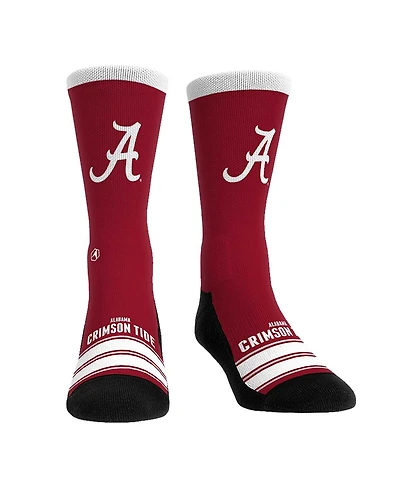 Rock Em' Men's and Women's Alabama Crimson Tide Gametime Stripe Crew Socks