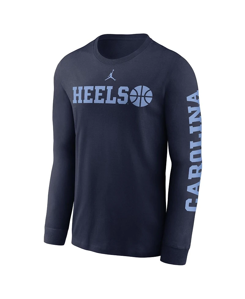 Jordan Men's Navy North Carolina Tar Heels Basketball Icon Two-Hit Long Sleeve T-Shirt