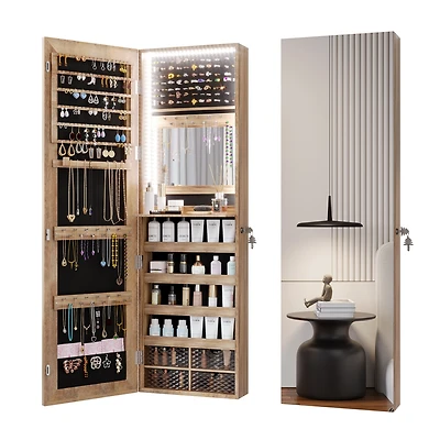 Vlsrka Wall/Door Mounted Led Jewelry Storage Mirror Cabinet