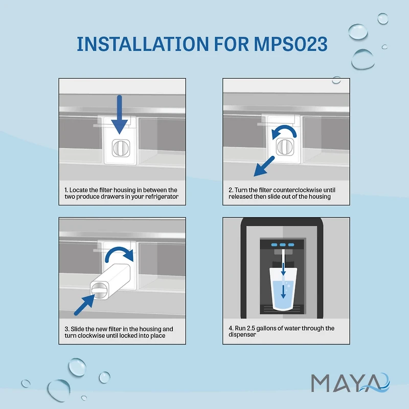 Maya DA97-17376B Water Filter Replacement, Compatible with: Samsung Haf-qin, RF23M8070SR, Haf-qin/Exp, DA97-08006C, 2 Pack