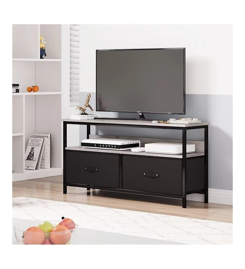 gaomon Dresser Tv Stand for Bedroom,TV Console with Drawers, 2 Drawers Entertainment Center with Open Shelf, Media Console for 50 Inch TV, Dresser wit