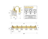 gaomon Modern Crystal Bathroom Vanity Lights Gold Bathroom Light Fixtures Crystal Vanity Shower Lights Over Mirror, Mirror Glass Crystal Bathroom Vani