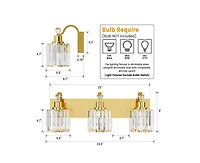 gaomon Modern Crystal Bathroom Vanity Lights Gold Bathroom Light Fixtures Crystal Vanity Shower Lights Over Mirror, Mirror Glass Crystal Bathroom Vani