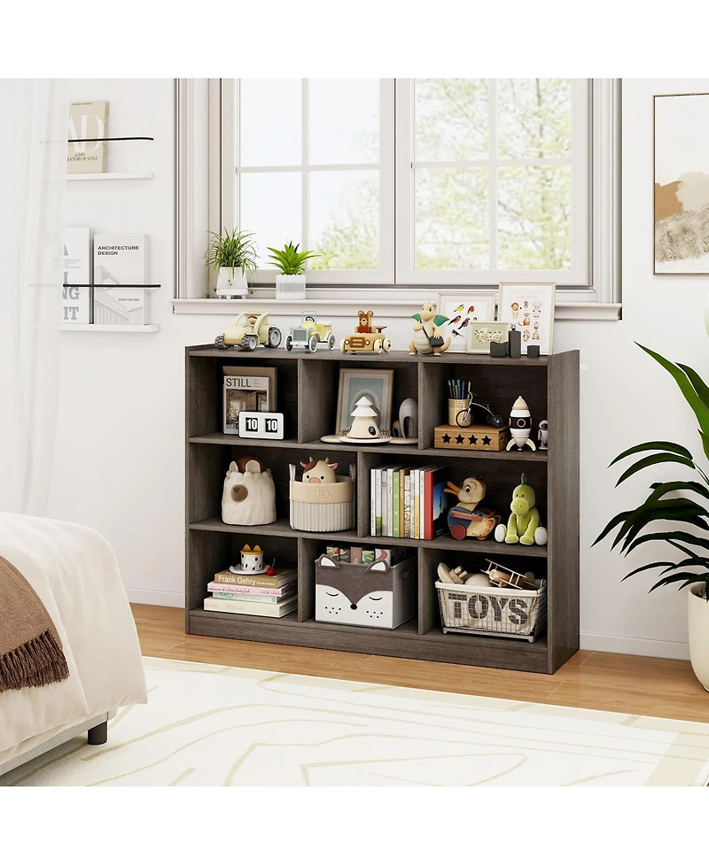 Gouun 3-Tier Open Bookcase 8-Cube Floor Standing Storage Shelves Display Cabinet