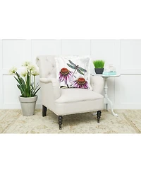 18" x 18" Botanical Dragonfly Floral Spring Printed and Embellished Accent Throw Pillow