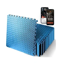 Squatz 25-Piece Puzzle Exercise Mat, Eva Foam Tiles, Blue