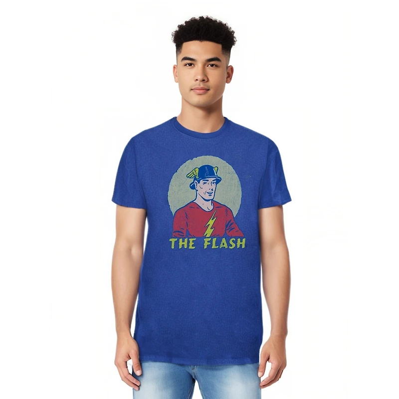 Dc Flash Mens Comics Faded Circle Short Sleeve Adult Tee / T-Shirt