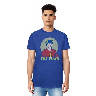 Dc Flash Mens Comics Faded Circle Short Sleeve Adult Tee / T-Shirt