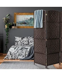 Sorbus Extra Wide - Diamond Weave Fiber Room Divider- 8 Panel Brown