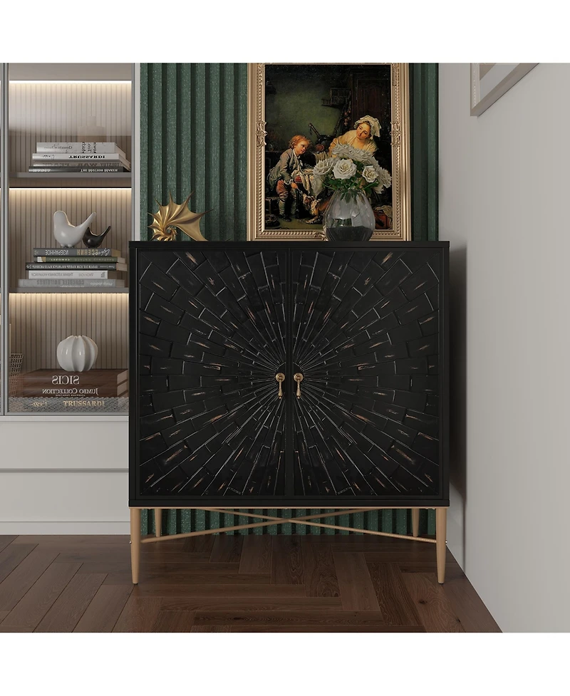 Vintage Wood Storage 2 Door Accent Cabinet