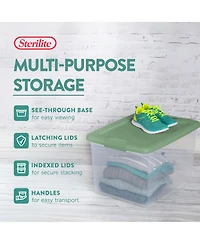 Sterilite 64 Qt Latching Plastic Storage Container Tote, Crisp Green (12 Pack)