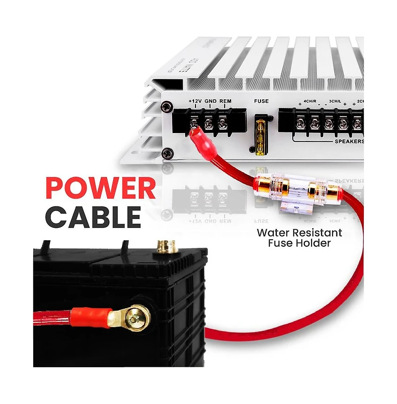 Pyle Marine Stereo Audio Wiring Kit, 8-awg Amplifier Installation