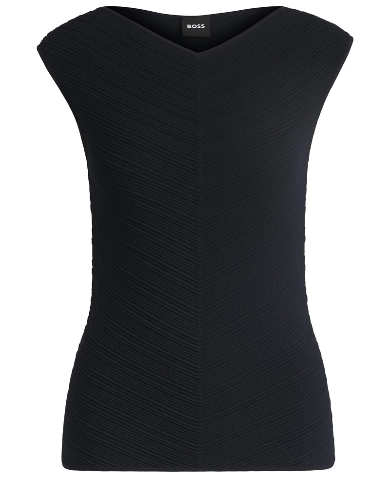 Boss by Hugo Women's Knitted Structure V-Neck Top