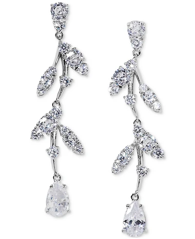 Eliot Danori Silver-Tone Cubic Zirconia Vine Linear Drop Earrings, Exclusively at Macy's