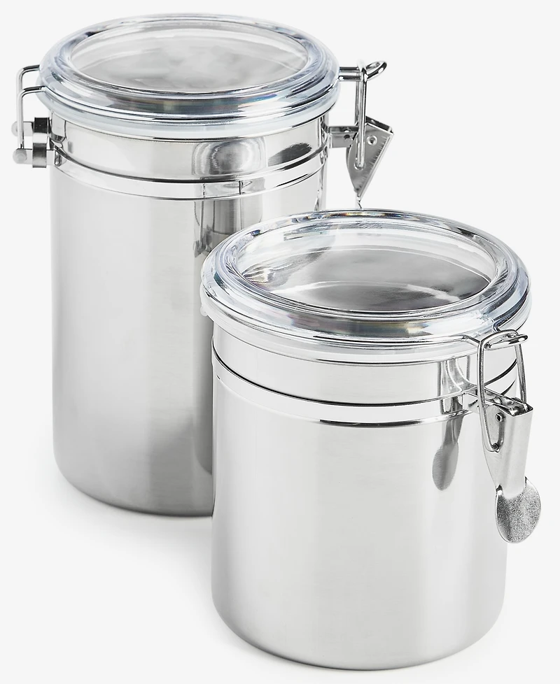 Arch Studio Stainless Steel Clamp-Lid Canisters, Set of 2, Exclusively at Macy's
