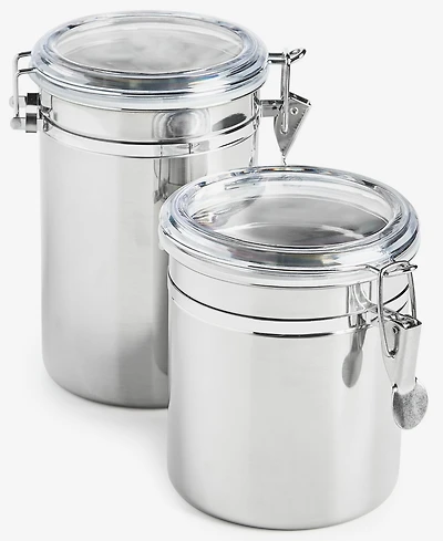Arch Studio Stainless Steel Clamp-Lid Canisters, Set of 2, Exclusively at Macy's