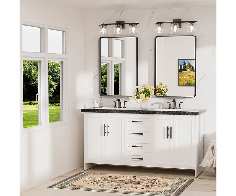 Keonjinn 24x36 Inch Brushed Gold Bathroom Vanity Mirror Tempered Glass Metal Framed
