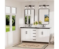 Keonjinn 24x36 Inch Brushed Gold Bathroom Vanity Mirror Tempered Glass Metal Framed