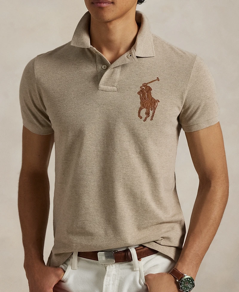 Polo Ralph Lauren Men's Custom Slim Fit Leather-Pony Polo Shirt