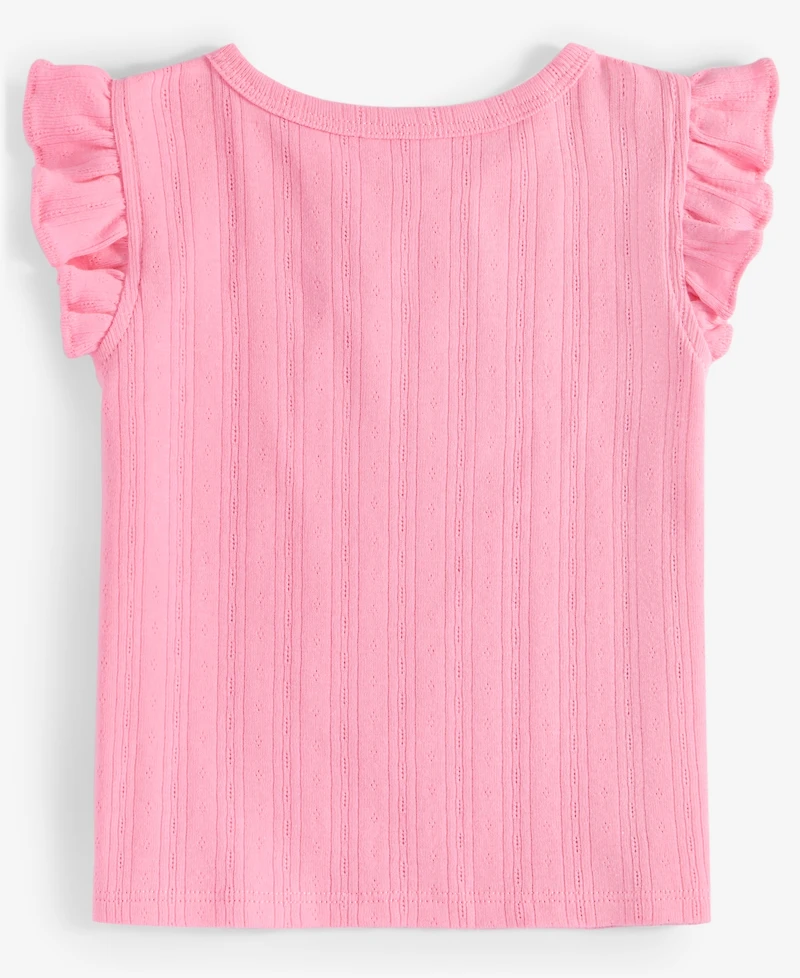 First Impressions Baby Girls Solid Pointelle Flutter-Sleeve Top, Exclusively at Macy's