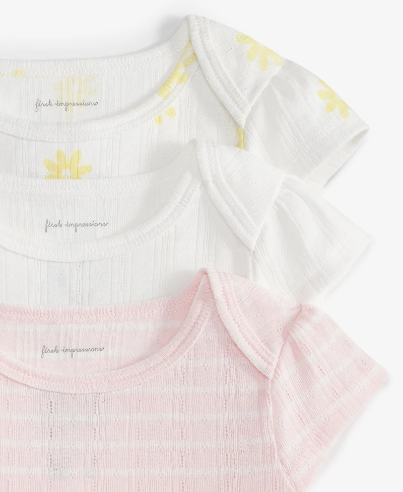 First Impressions Baby Pointelle Bodysuits, Pack of 3, Exclusively at Macy's