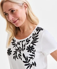 Style & Co Petite Perfect Printed Crewneck Tee, Exclusively at Macy's