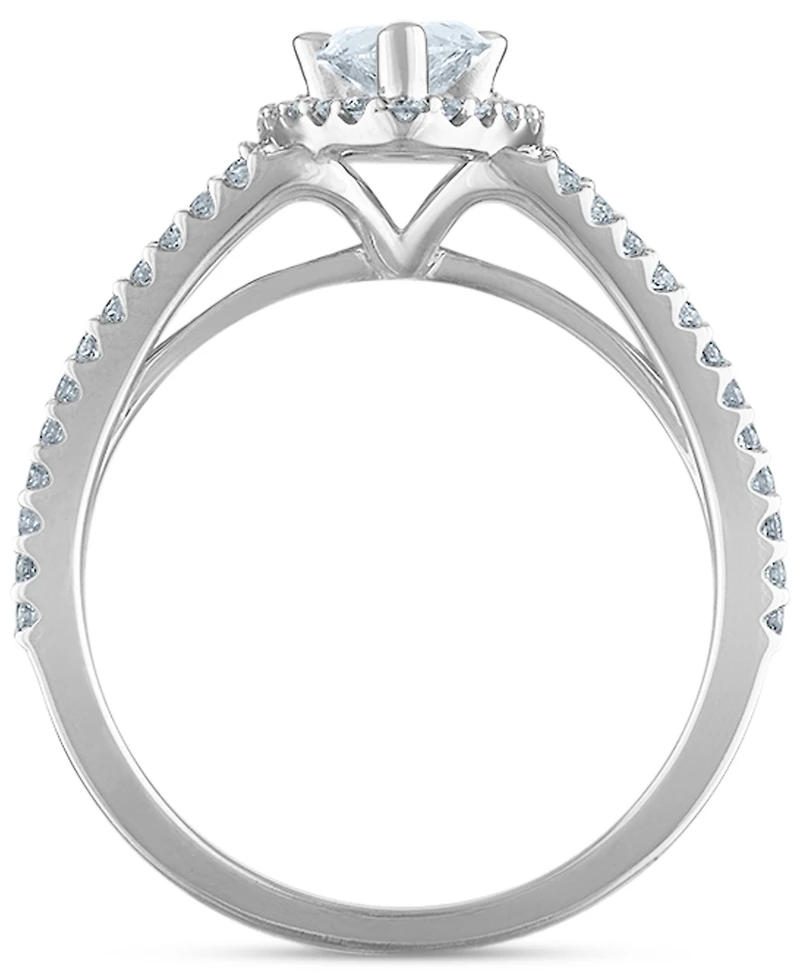 Diamond Pear-Cut Halo Engagement Ring (1-1/4 ct. t.w.) in 14k White Gold
