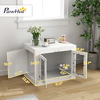 PawHut Dog Crate Furniture with 360° Rotatable Removable Dog Bowls,