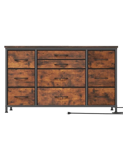 gaomon Dresser for Bedroom 55''Tv Stand with Power Outlet & Led Wide Dresser with 10 Large Drawers