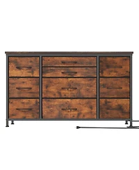 gaomon Dresser for Bedroom 55''Tv Stand with Power Outlet & Led Wide Dresser with 10 Large Drawers