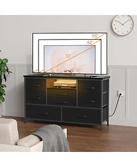 gaomon Tv Stand Dresser for Bedroom with 8 Fabric Drawer & Power Outlet