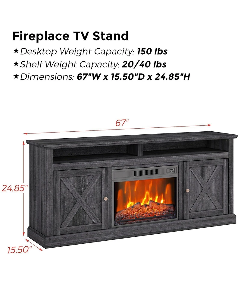 gaomon Farmhouse Electric Fireplace Tv Stand for TVs up to 65 Inch